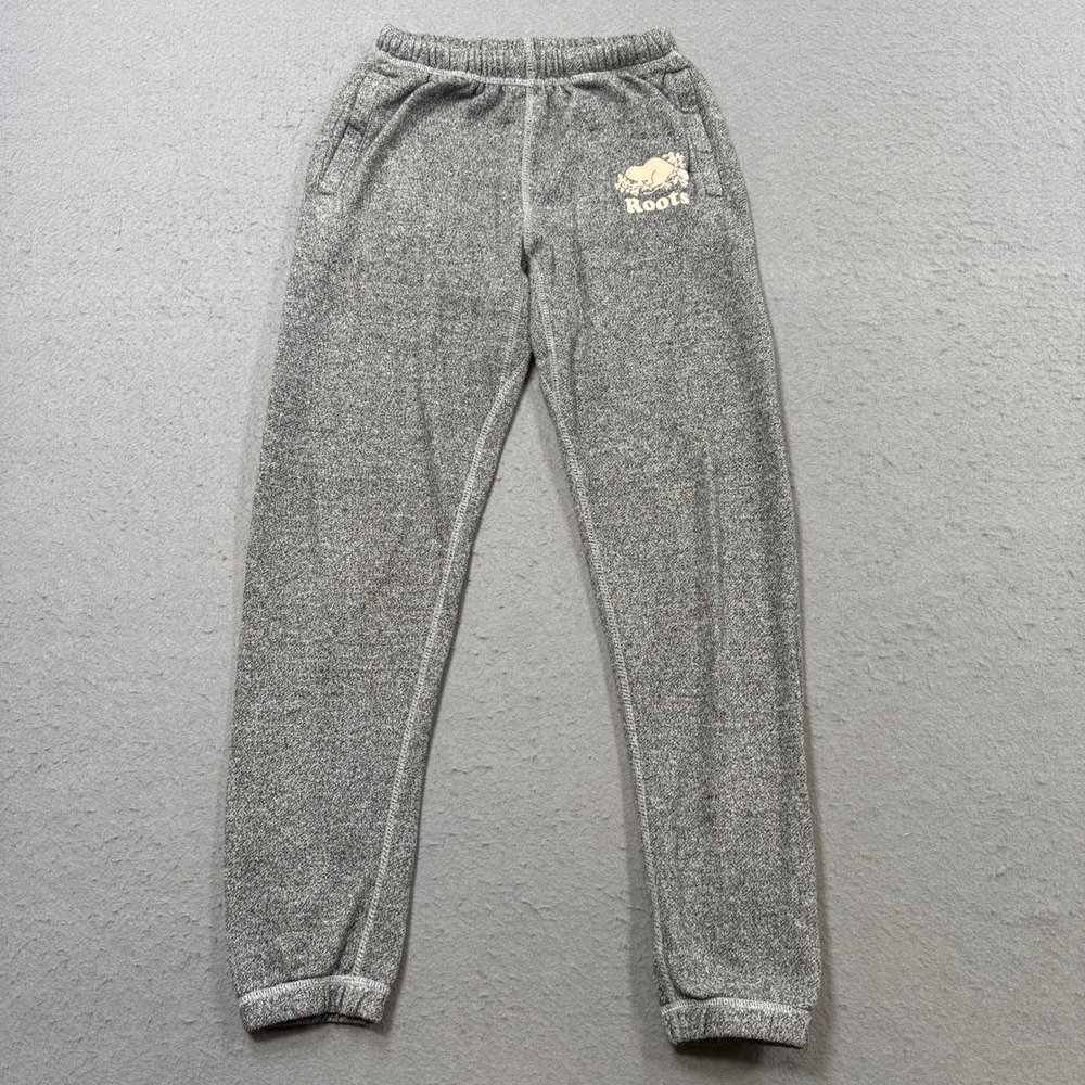 Roots Sweatpants Women's 2XS Gray Salt & Pepper Fleece Athletic Loungewear Comfy